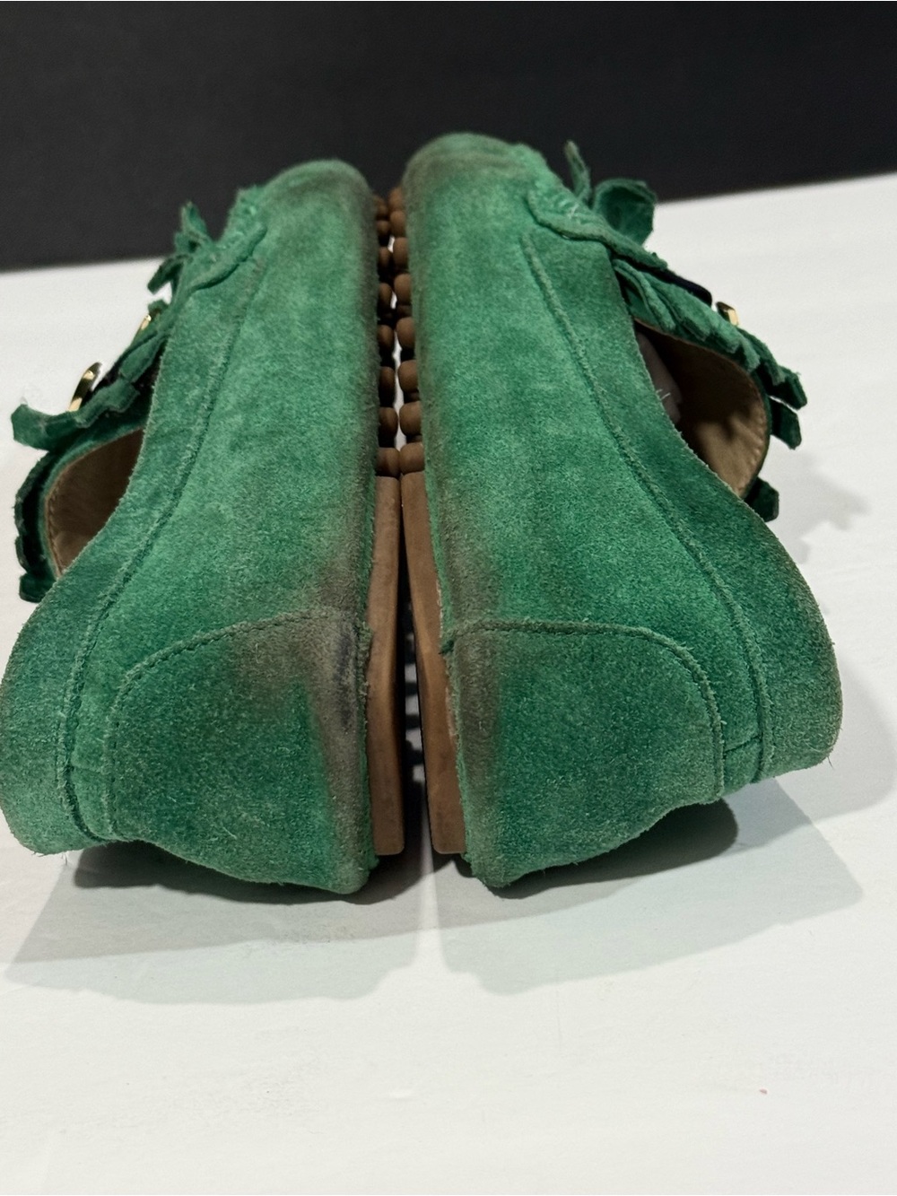 Tory Burch Green Suede Fringe Loafers for women’s, size 8M - Picture 8 of 9